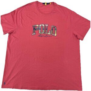 Polo Ralph Lauren Plaid Logo T-Shirt Mens 3XB Coral Red Big & Tall